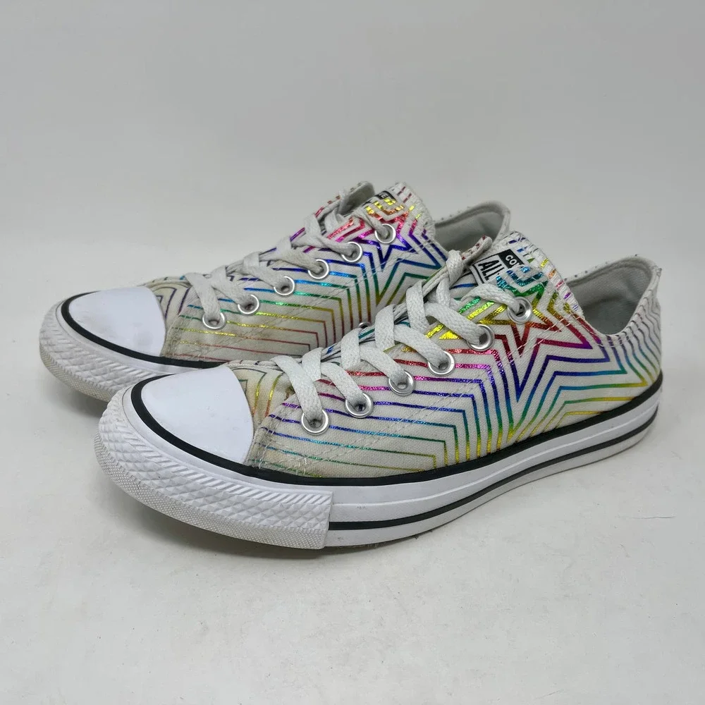 Converse All Star Sneakers Rainbow Star Women's 8 White 8.2.4:I.8.3